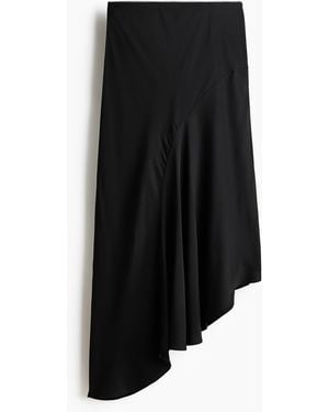 H&M Asymmetrischer Satinrock - Schwarz