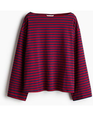 H&M Baumwollshirt mit U-Boot-Ausschnitt - Rot