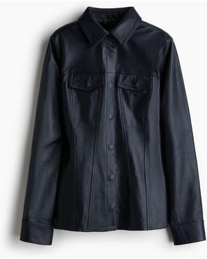 H&M Leren Overhemdblouse - Blauw