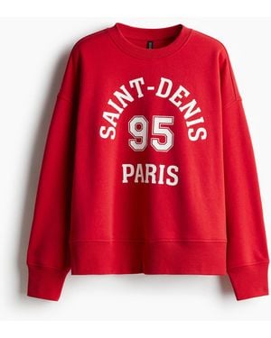 H&M Oversized Sweatshirt mit Motiv - Rot