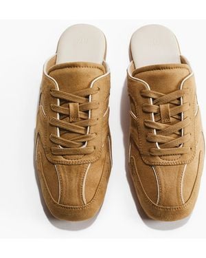 H&M Lederne Pantoletten im Sneaker-Look - Weiß