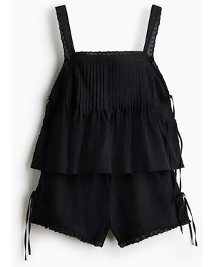 H&M Baumwollshorty mit Bindebändern - Schwarz