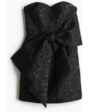 H&M Jacquard-weave bow-front dress - Schwarz