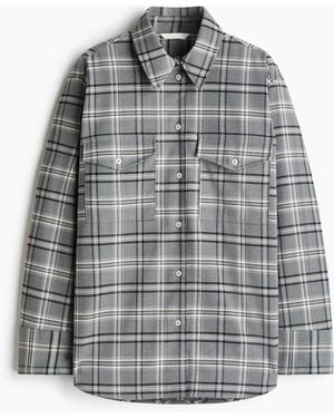 H&M Oversized Flanellen Overhemdblouse - Grijs