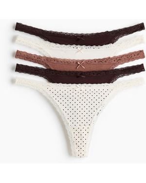H&M Set Van 5 Katoenen Slips - Wit