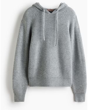 H&M Gerippter Hoodie - Grau