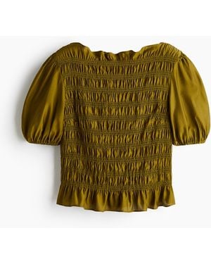 H&M Gesmokte Bluse - Grün