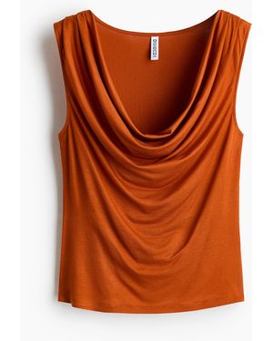 H&M Jerseytop mit Wasserfallausschnitt - Orange