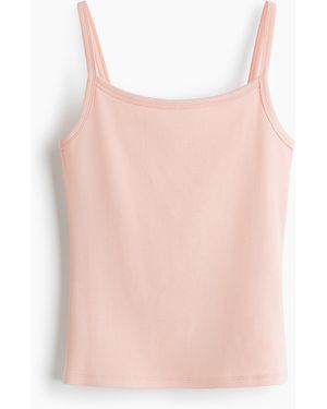 H&M Geripptes Trägertop aus Baumwolle - Pink