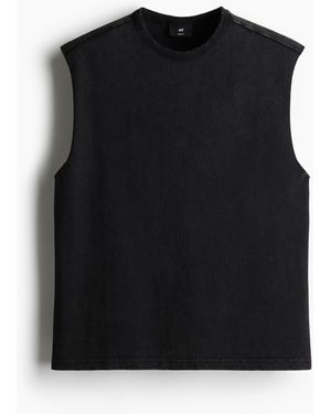 H&M Bedrucktes Tanktop in Loose Fit - Schwarz