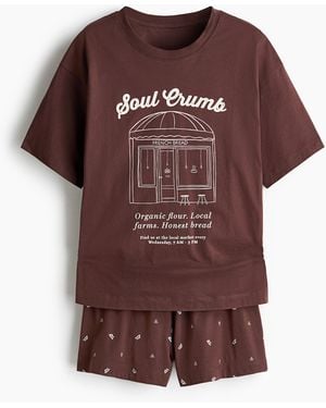 H&M Bedruckter Pyjama - Braun