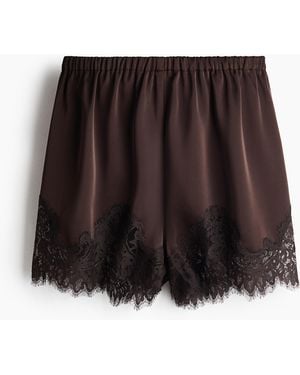 H&M Satinshorts mit Spitze - Braun