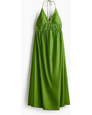 H&M Neckholder-Kleid aus Popeline - Grün
