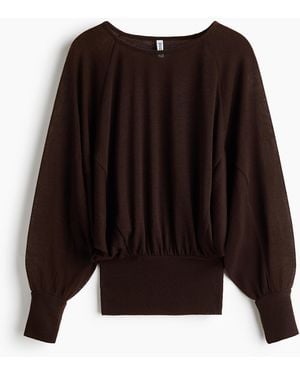 H&M Shirt mit Dolmanärmeln und U-Boot-Ausschnitt - Schwarz