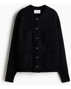 H&M Cardigan aus Wollgemisch mit Taschendetails - Schwarz