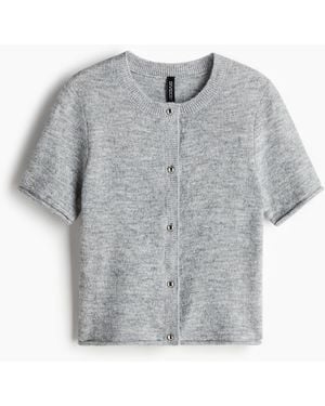 H&M Feinstrick-Cardigan mit Kurzarm - Grau