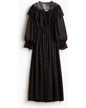 H&M Chiffonkleid mit Spitzendetail - Schwarz