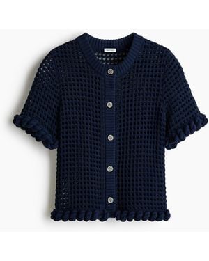 H&M Ajourgebreid Vest Met Touwdetails - Blauw