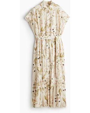 H&M Blusenkleid mit Bindegürtel - Natur