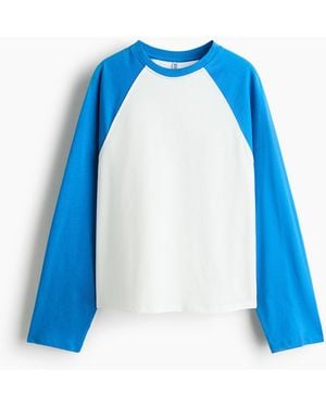 H&M Katoenen Top Met Raglanmouwen - Blauw