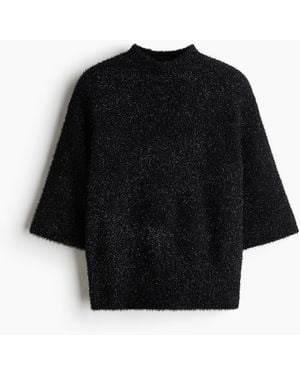 H&M Glitzershirt aus flauschigem Strick - Schwarz