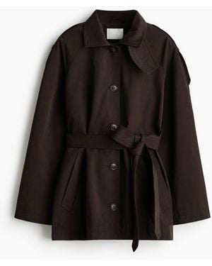 H&M Twillmantel mit Gürtel - Schwarz