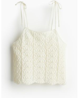 H&M Top aus Pointellestrick - Weiß