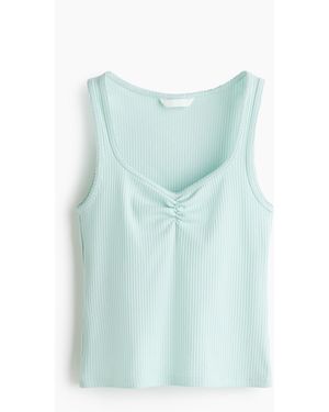 H&M Geripptes Baumwoll-Tanktop - Blau