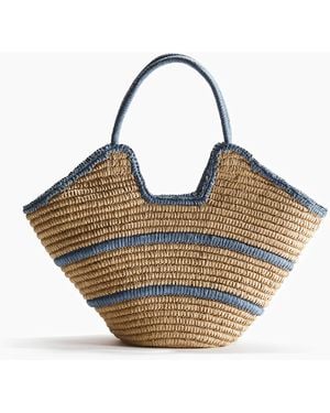 H&M Shopper aus Bast - Mehrfarbig