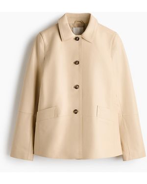H&M Lederjacke mit Kragen - Natur