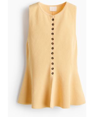 H&M Ribgebreid Gilet Met Peplum - Metallic