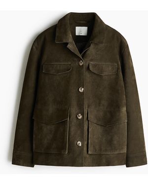 H&M Jacke aus Veloursleder - Grün
