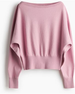 H&M Feinstrick-Pullover mit Fledermausärmeln - Pink