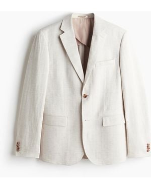 H&M Blazer aus Leinenmix in Regular Fit - Weiß