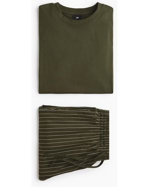 H&M Pyjama-t-shirt En -broek - Groen