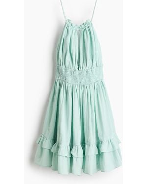 H&M Flared-skirt linen-blend dress - Blau