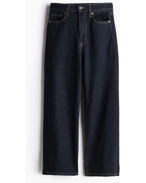 H&M Wide High Cropped Jeans - Blau