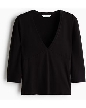H&M Top Van Viscose Met V-hals - Zwart
