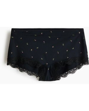 H&M Boxerslip mit Spitzenbesatz - Schwarz