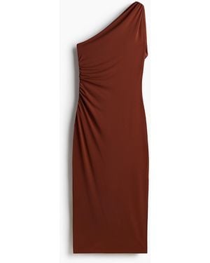 H&M One-Shoulder-Kleid mit drapierter Stoffbahn - Braun