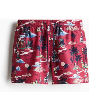 H&M Gemusterte Badeshorts - Rot