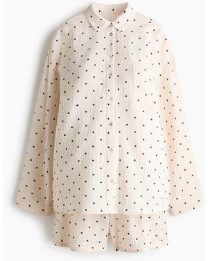 H&M MAMA Before & After Popelinepyjama - Weiß