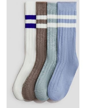 H&M 4 Paar Ribgebreide Sokken - Blauw