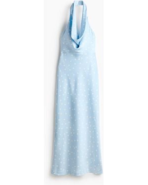 H&M Kleid mit Wasserfallausschnitt - Blau
