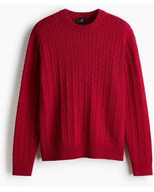 H&M Zopfpullover in Regular Fit - Rot