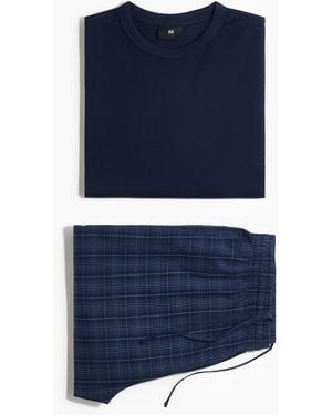 H&M 2-teiliges Loungewear-Set aus Baumwolle - Blau