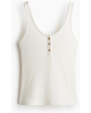 H&M Tanktop in Rippstrick - Weiß