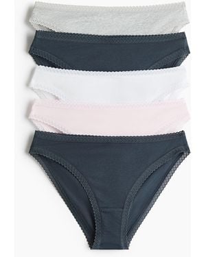H&M Set Van 5 Katoenen Slips - Grijs