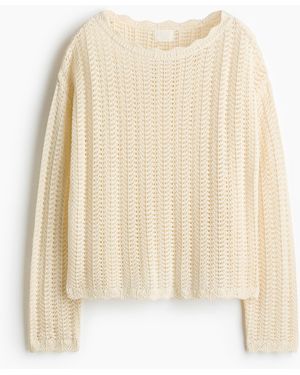 H&M Pullover in Pointellestrick - Natur