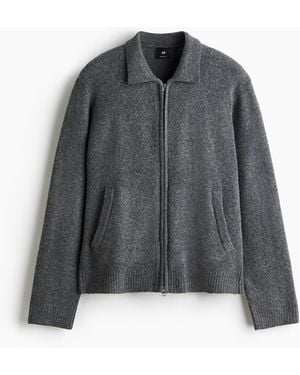 H&M Cardigan mit Kragen in Regular Fit - Grau